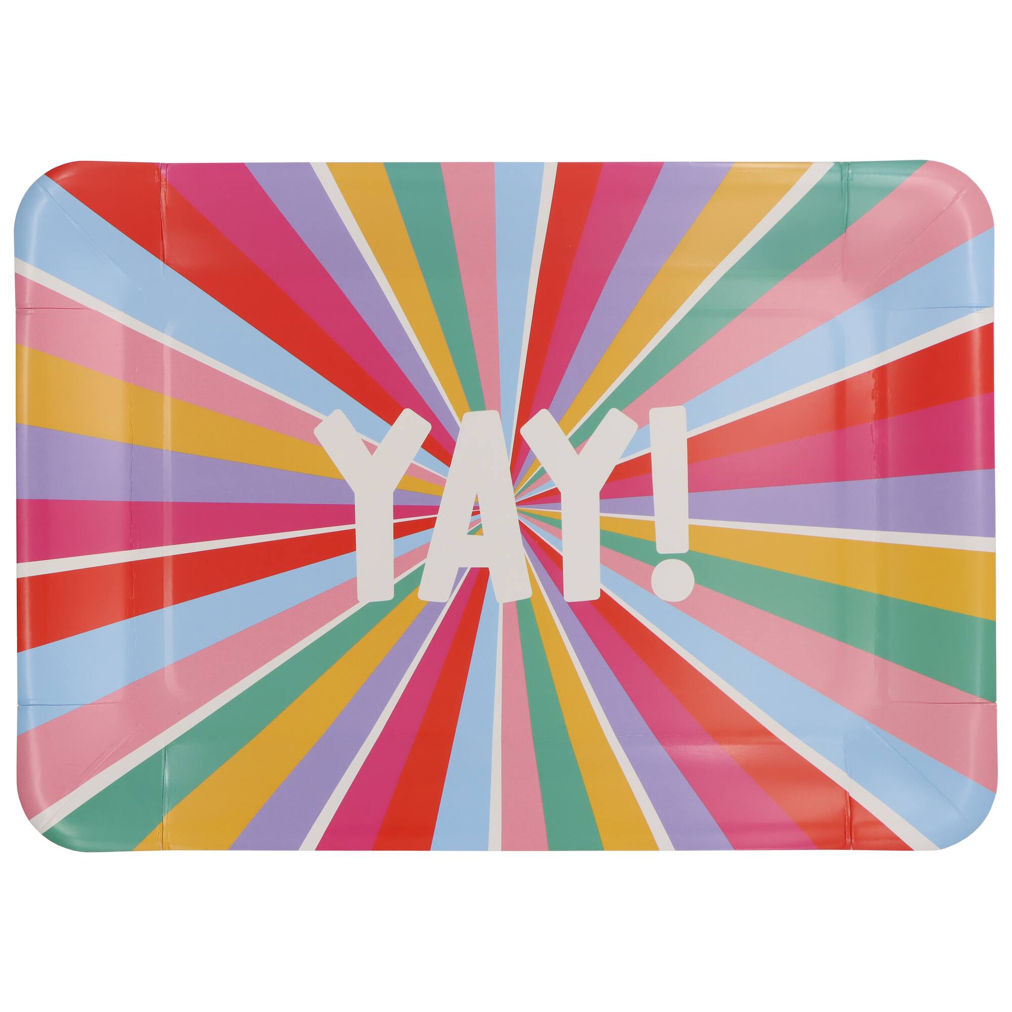 12 Packs: 2 ct. (24 total) 9" x 13" Yay Multicolor Paper Serving Trays by Celebrate It™